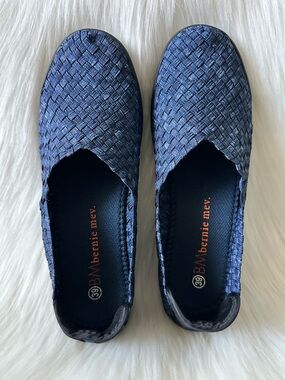 bernie mev. Navy Woven Slip-On Shoes